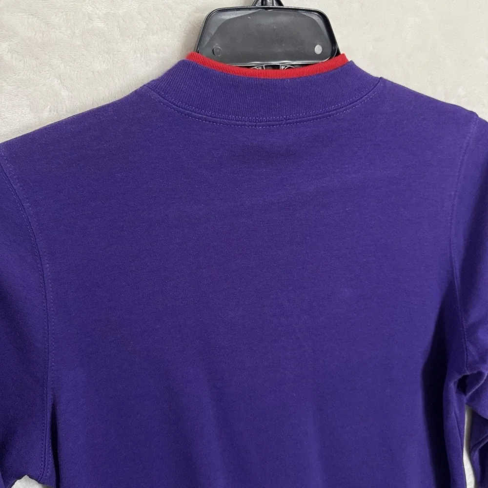 Vintage Cat Lady Mock Neck Sweatshirt Top Size M Crop Purple Red Hat Society 90s - Picture 11 of 13